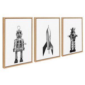 (Set of 3) 18" x 24" Sylvie Space Robot Canvas by Saint and Sailor Studios Natural - Kate & Laurel All Things Decor - 1 of 4