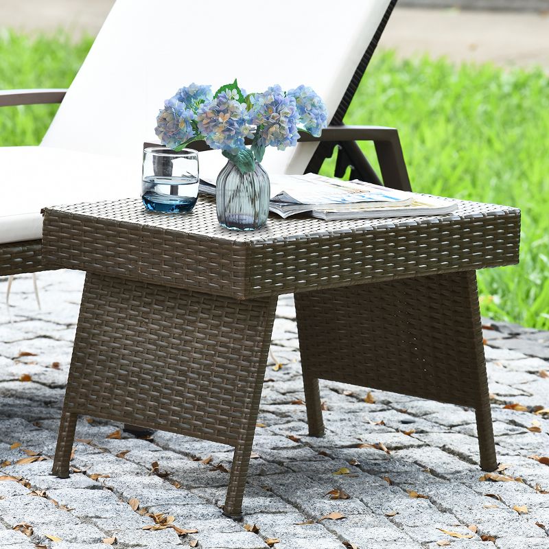 Tangkula Outdoor Wicker Table Patio Rattan Coffee Table Side Table Steel Frame, 3 of 9
