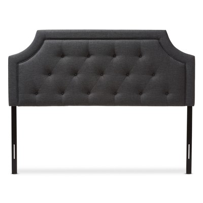 Mars Dark Gray Tufted Upholstered Full Headboard with Wood Legs