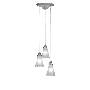 Toltec Lighting Europa 3 - Light Pendant in  Brushed Nickel with 5.5" Fluted Frosted Crystal Shade - 1 of 1