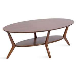 Kate and Laurel Nylah Oval Coffee Table, 48x26x18, Walnut Brown - 1 of 4