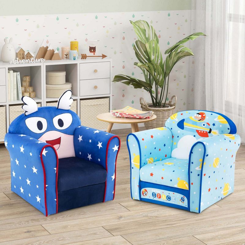 Costway Kid's Sofa Chair Toddler Upholstered Armchair Wooden Frame Children Couch Blue, 5 of 11