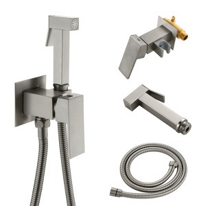 Cobbe Wall Mounted Adjustable Temperature Handheld Bidet Sprayer for Toilet Bathroom Toilet Bidet Attachment Set for Hygienic Cleaning Brushed Nickel - 1 of 4