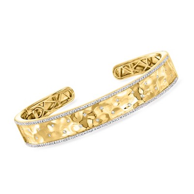 Ross-Simons 0.75 ct. t.w. Scattered-Diamond Cuff Bracelet in 18kt Gold Over Sterling Size 7