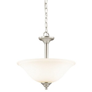 Wynberg 15" 2 Light Convertible Inverted Pendant/Semi Flush with Satin Etched Glass in Brushed Nickel - 1 of 3