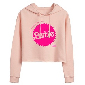 Women's - Barbie - Mattel Barbie Burst Cropped Graphic Hoodie - 1 of 3