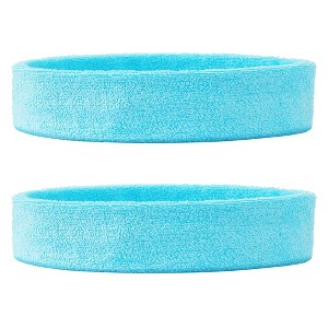 Unique Bargains Cotton Terry Basketball Cycling Yoga Sports Sweatbands Sky Blue 2 Pcs - 1 of 4