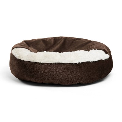 Small Dark Brown Faux-Fur Outdoor Cozy Cuddler Dog Bed