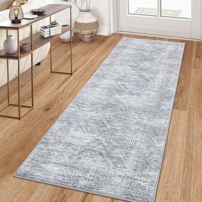 Faux Wool Machine Washable Foldable Printed Area Rug Modern Distressed Diamond Heart with Non Slip Design Stain Resistant Non Shedding Pet Friendly
