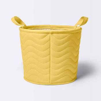 Quilted Fabric Medium Round Storage Basket - Yellow - Cloud Island™