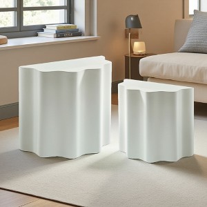 2-Piece Fiberglass Wavy Coffee Table Set - 1 of 4