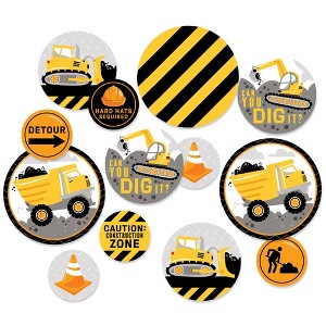 Big Dot of Happiness Dig It - Construction Party Zone - Baby Shower or Birthday Party Giant Circle Confetti - Party Décor - Large Confetti 27 Count - 1 of 4