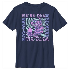 Boy's Alice in Wonderland Cheshire Cat We're All Mad Here Colorful T-Shirt - 1 of 4