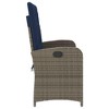 vidaXL Reclining Patio Bench with Cushions - PE Rattan, Gray, Adjustable Backrest, Cushions Included for Outdoor, Garden, Patio - 4 of 4
