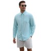 YESFASHION Men's Cotton Linen Sets 2 Piece Long Sleeve Beach Outfits Button Down Shirts and Shorts Casual Summer - 2 of 4
