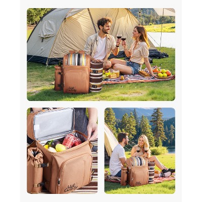 HBEZON 4-Person Beach Picnic Backpack Bag with Cooler Compartment — фото 4