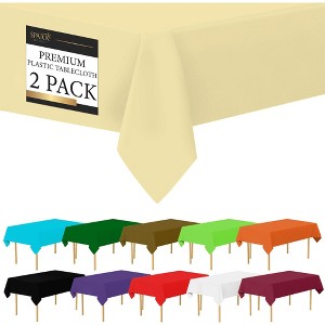 Plastic Tablecloth Disposable, Tablecloths for Rectangle Tables 54 inch. x 108 inch. Fits Tables Up to 8 Feet, Table Cloth for Party - SparkSettings - 1 of 4