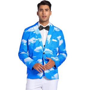 Lars Amadeus Men's One Button Slim Fit Prom Printed Blazer - 1 of 4