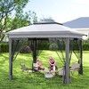 Outsunny 12' x 12' Pop Up Canopy with Center Lift Hook Design, Mesh Sidewall Netting, 3-Level Adjustable Height and Storage Bag, Gray - 2 of 4