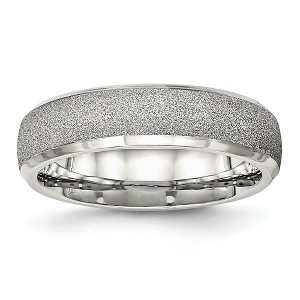 Black Bow Jewelry 6mm Stainless Steel Stone Finish Beveled Edge Standard Fit Band - 1 of 4