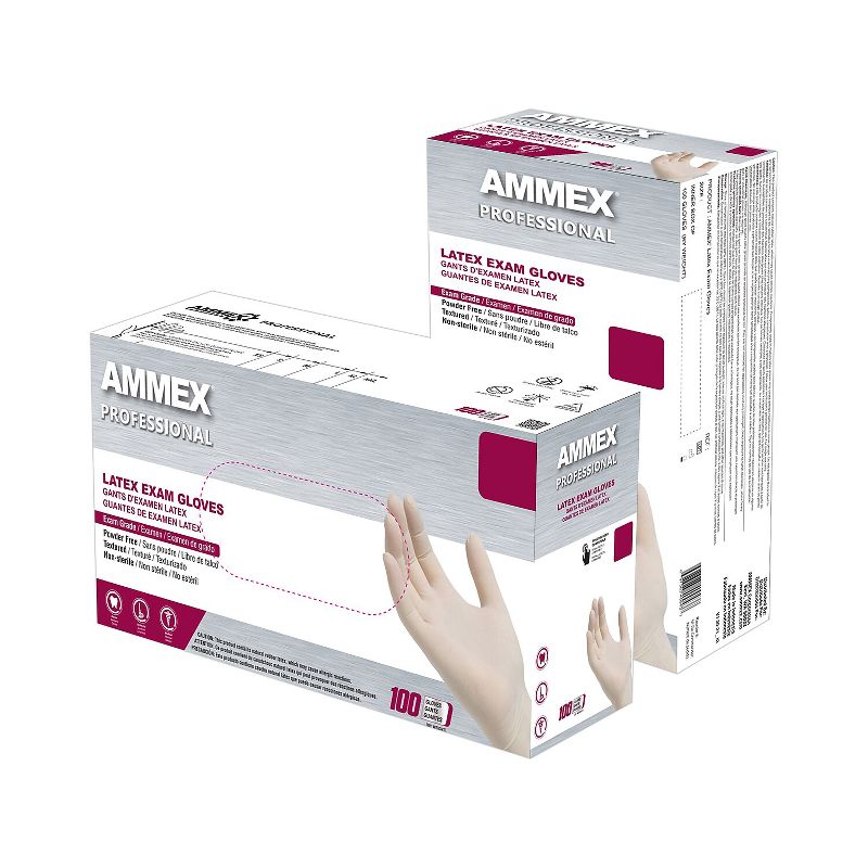 Ammex Professional GPPFT Powder Free Latex Exam Gloves Ivory X-Large 100/Box (GPPFT48100), 2 of 5