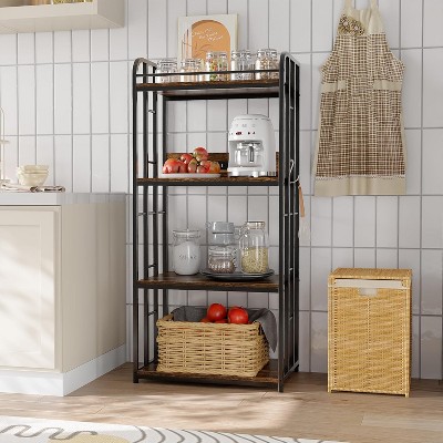 Adjustable 4-Tier Heavy Duty Kitchen Baker's Rack with Power Outlet - Microwave Stand Cart for Kitchen, Living Room, Garage Storage
