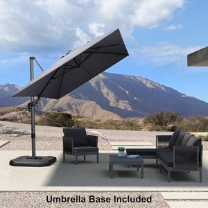 PURPLE LEAF Cantilever Umbrella Left-right Tilting Swivel Large Square Patio Umbrella Outdoor Offset Umbrella with 360°Rotation Adjustable With Base - 1 of 4