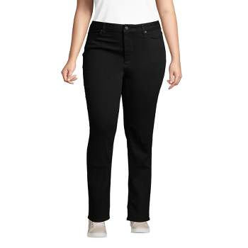 Lands' End Women's Plus Size Mid Rise Straight Leg Jeans - Black - 24 - Black
