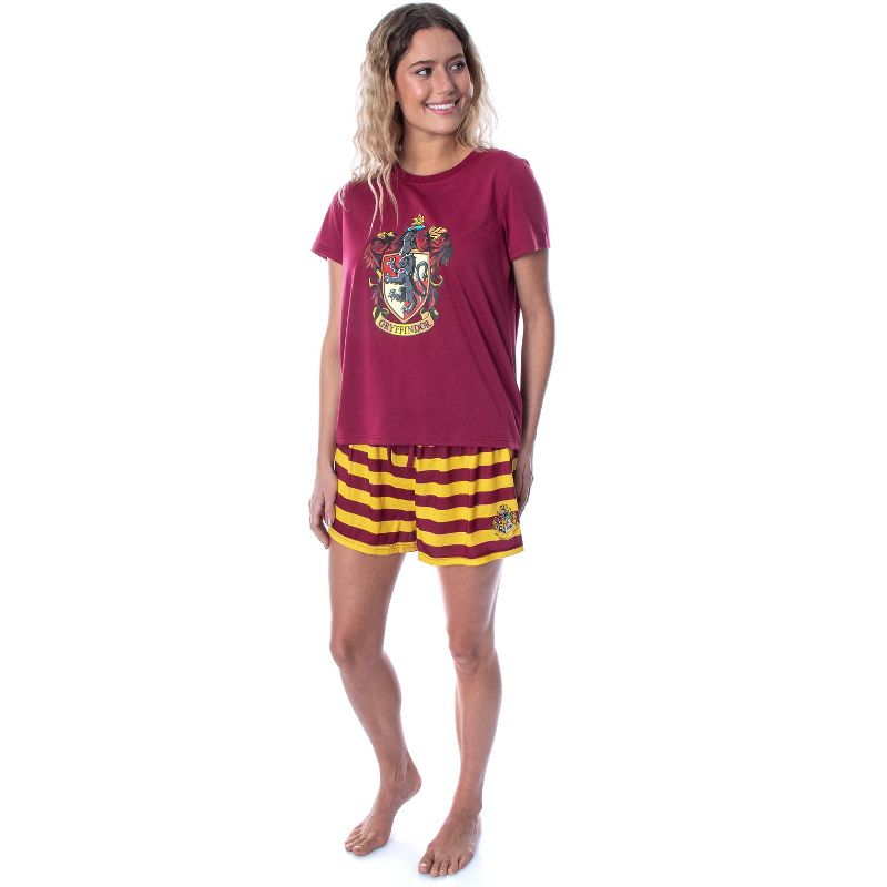 Harry Potter Women's Hogwarts Castle Shirt and Shorts Pajama Set - All 4 Houses, 2 of 7
