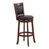 37.75"Comfortable Swivel Counter Height Chair 1pc Dark Cherry Finish Faux Leather Upholstery Solid Wood Furniture,Cherry - 3 of 4