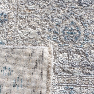 Grey and Blue Hand-Knotted Wool Area Rug