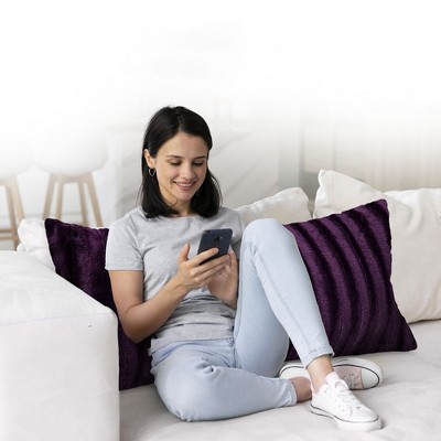 Purple Faux Fur Long Body Pillow with Micro-Plush Side