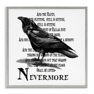 Stupell Industries Creepy Halloween Black Crow Raven, 12" x 12" - 1 of 4
