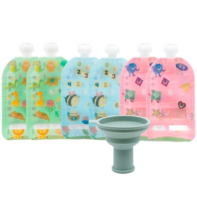 WeeSprout Double Zipper Reusable Food Pouches for Babies & Toddlers, 6-Pack