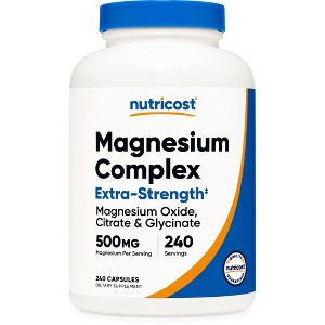 Nutricost Magnesium Complex (500mg) 240 Capsules - Magnesium Oxide, Citrate, and Glycinate, Gluten Free and GMO-Free - 1 of 4