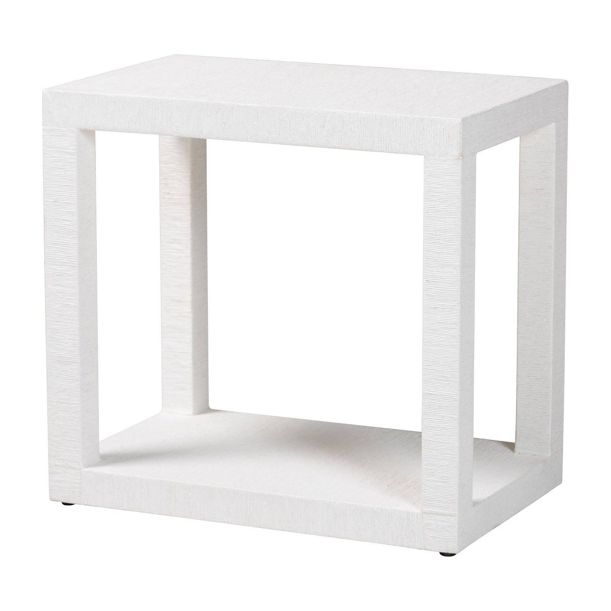 bali & pari Oaklynn Natural Grasscloth End Table White