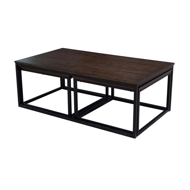 54&#34; Wide Arcadia Acacia Wood Coffee Table with Nesting Tables Antiqued Mocha - Alaterre Furniture, 5 of 12