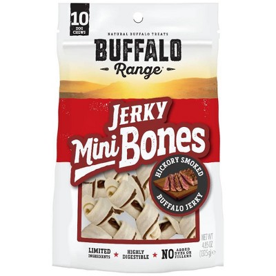 Buffalo Range Jerky Mini Bones Hickory Smoked Flavor Rawhide Chew Dog Treats - 10ct