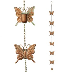 Alpine Corporation Hanging Butterfly Iron Rain Chain: Durable, No Assembly, 63"H Outdoor Decor - 1 of 4
