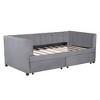 KTMBDW Twin Size Upholstered Daybed and Ergonomic Design Backrest, Velvet Tufted Day Bed Frame for Living Room, No Box Spring Needed - 4 of 4