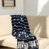 HomeRoots 52" X 67" Blue Quilted Wool Abstract Throw Blanket - 2 of 4