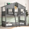 VYNXARIA Twin Sized Gray House - Style Bunk Bed Complete with Roof Window, Frame, Door, Safety Rail and Ladder - 3 of 4