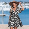 Women's Floral Print V-Neck Flowy Beach Dress - Cupshe - 4 of 4