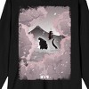 Godzilla Classic Monster Silhouette and Cherry Blossoms Across Mt. Fuji Adult Black Long Sleeve Tee - 2 of 3