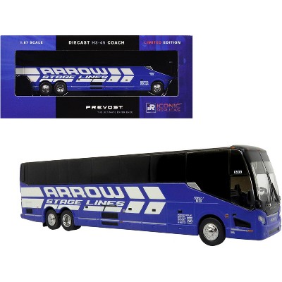 Prevost H3-45 Coach Bus "Arrow Stage Lines" Blue with White Graphics Limited Edition 1/87 (HO) Diecast Model by Iconic Replicas