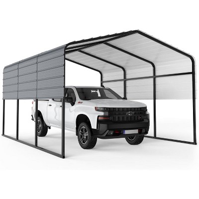 Metal Carport 13x16 FT, Outdoor Galvanized Shelter, Heavy Duty Car Canopy with Steel Roof & Frame