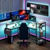 61" L Shaped Gaming Desk, with Monitor Stand, L-Shaped Corner Computer Desks, Built-in LED Lights and Side Storage Pockets, for Small Spaces - 2 of 4
