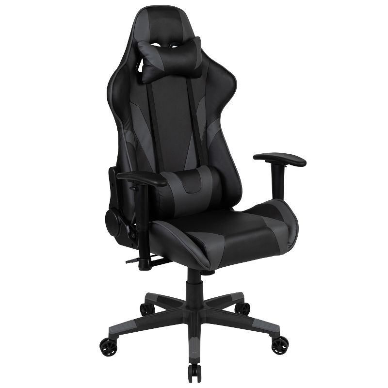 Flash Furniture X20 Gaming Chair Racing Office Ergonomic Computer PC Adjustable Swivel Chair with Reclining Back in Gray LeatherSoft, 1 of 14