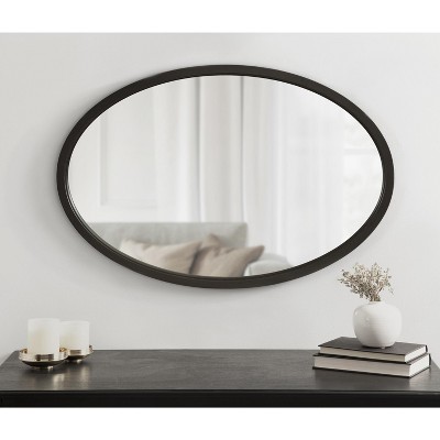 Black Oval Wood Framed Bathroom Vanity Mirror