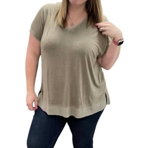 Women's Washed Knit Tunic Top - KORI - 1 of 2